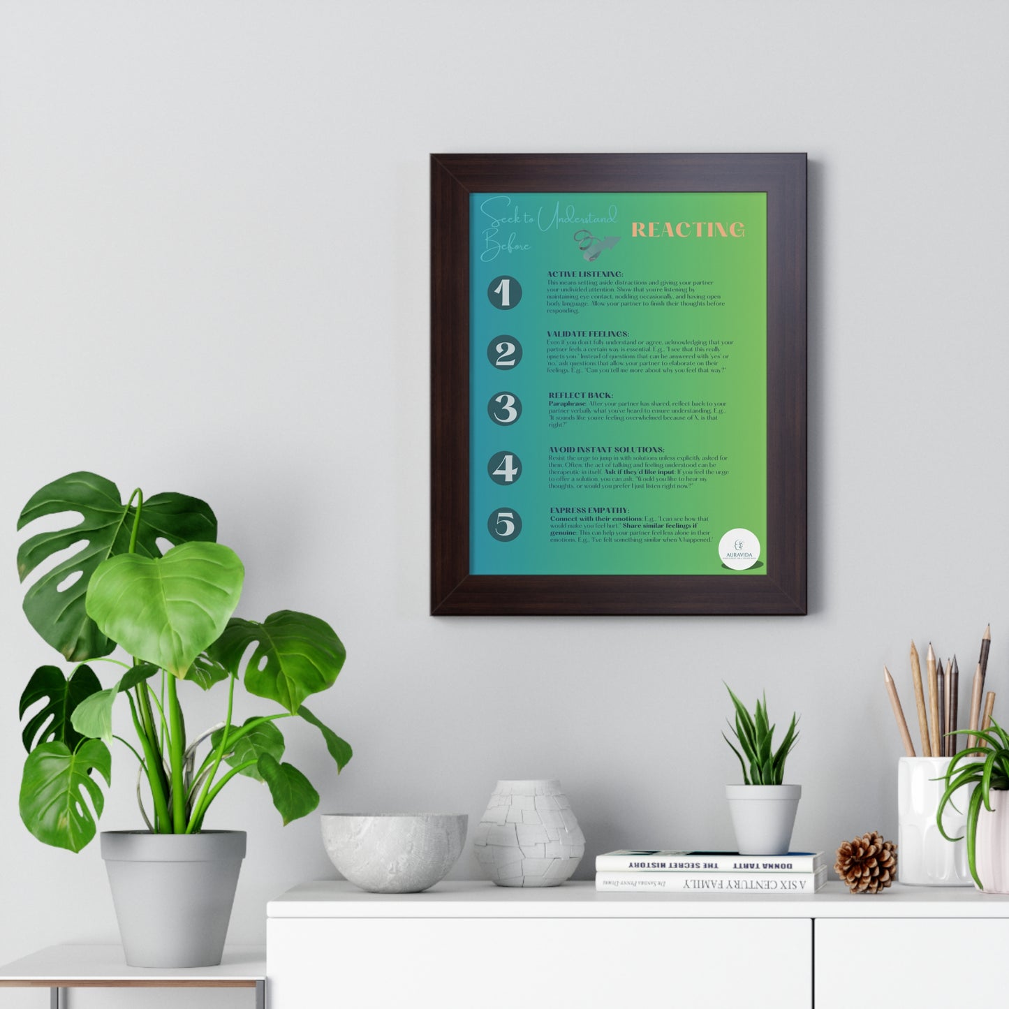 Seek to Understand Before Reacting - Framed Vertical Poster