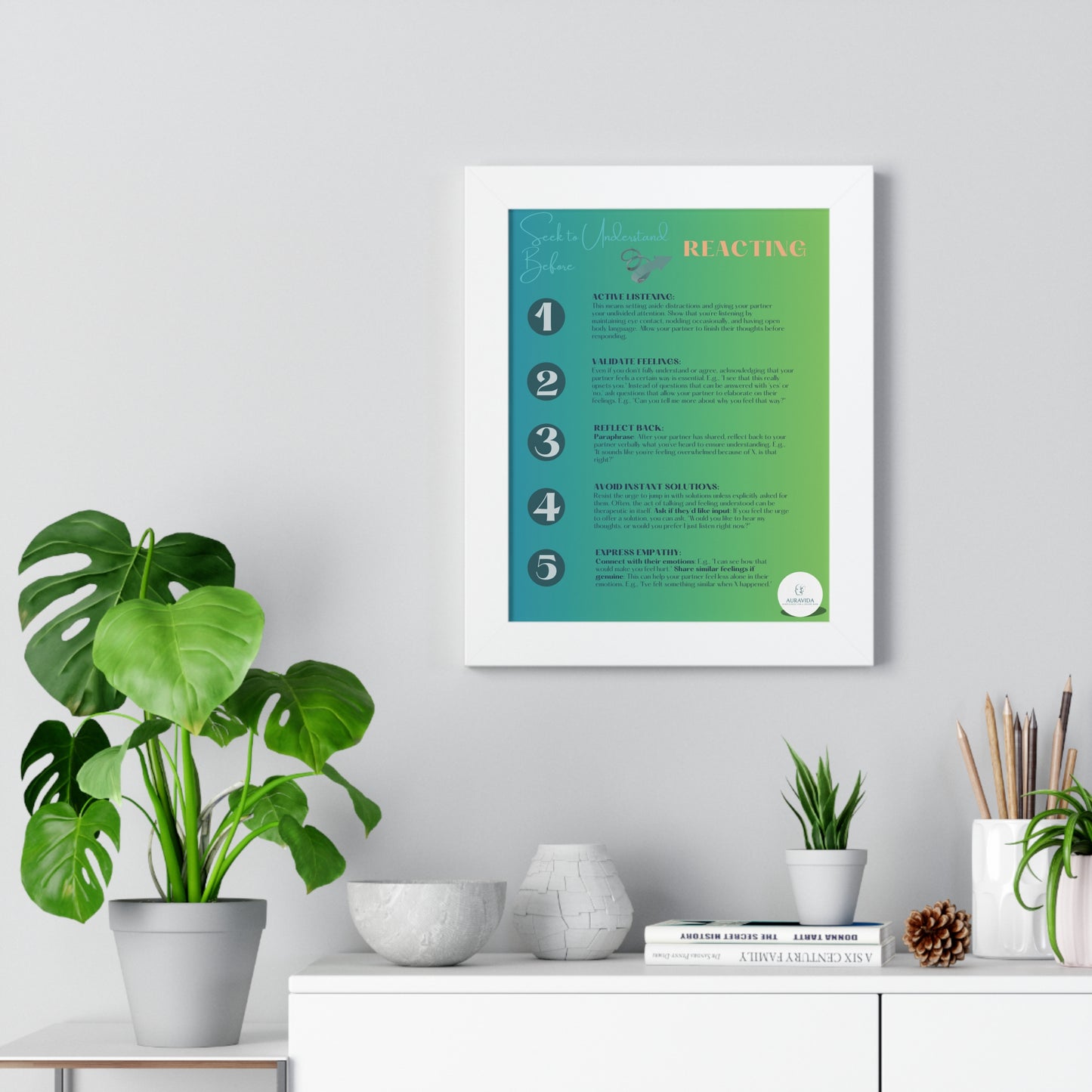 Seek to Understand Before Reacting - Framed Vertical Poster