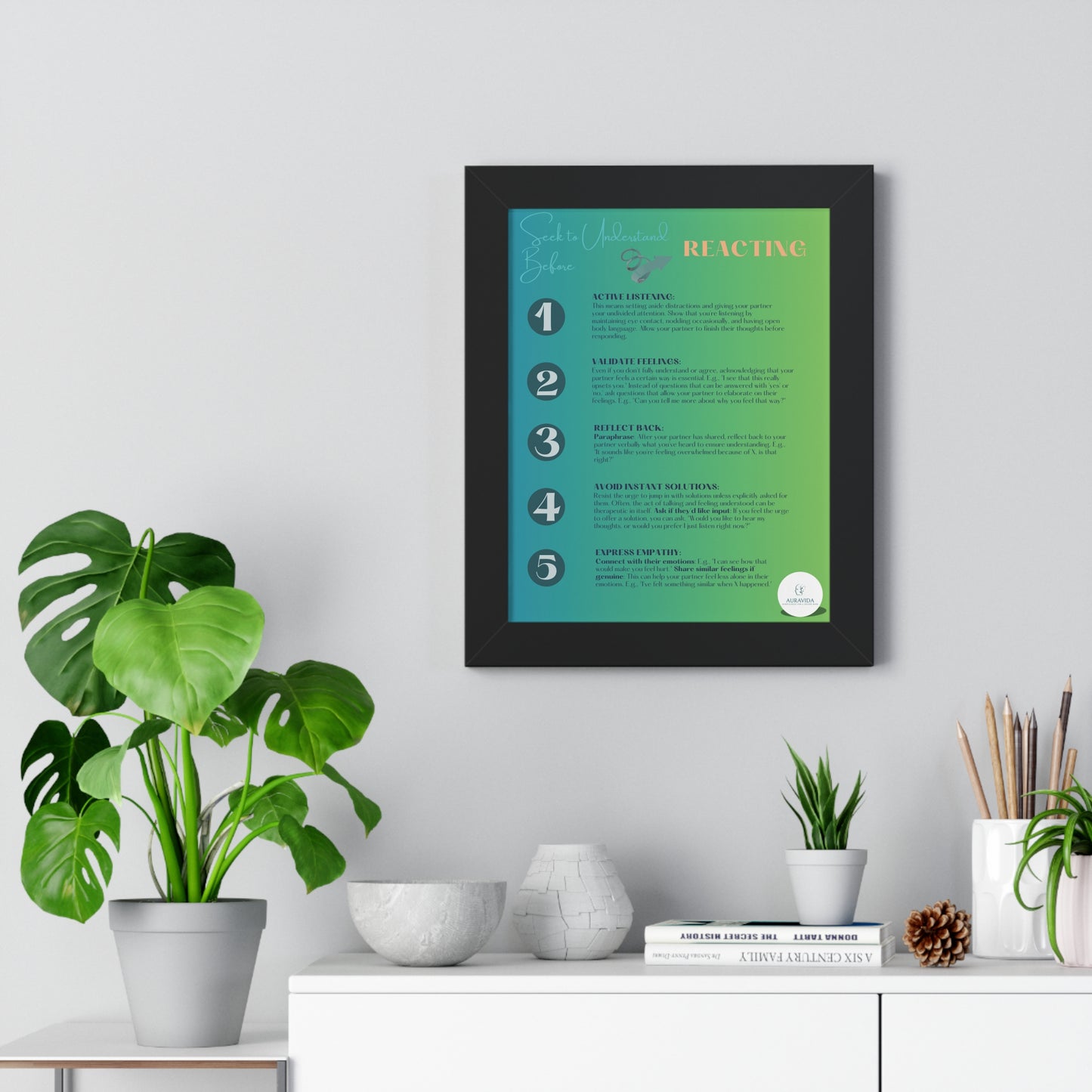 Seek to Understand Before Reacting - Framed Vertical Poster